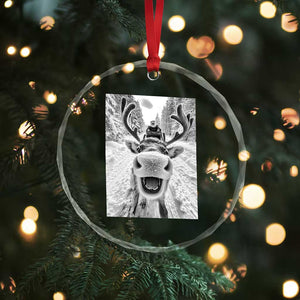Funny Reindeer Selfie Crystal Glass Ornament TS10 Print Your Wear