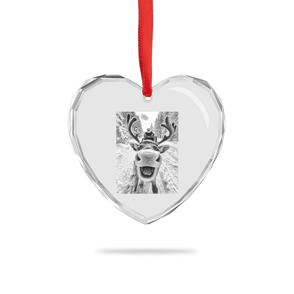 Funny Reindeer Selfie Heart Crystal Glass Ornament TS10 Print Your Wear