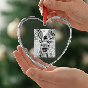 Funny Reindeer Selfie Heart Crystal Glass Ornament TS10 Print Your Wear