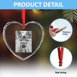 Funny Reindeer Selfie Heart Crystal Glass Ornament TS10 Print Your Wear