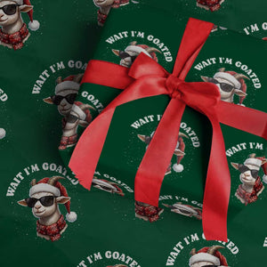 Funny Reindeer Xmas Wrapping Paper Roll Wait I Am Goated TS14 Green Print Your Wear