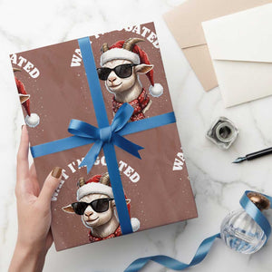 Funny Reindeer Xmas Wrapping Paper Roll Wait I Am Goated TS14 Mocha Print Your Wear