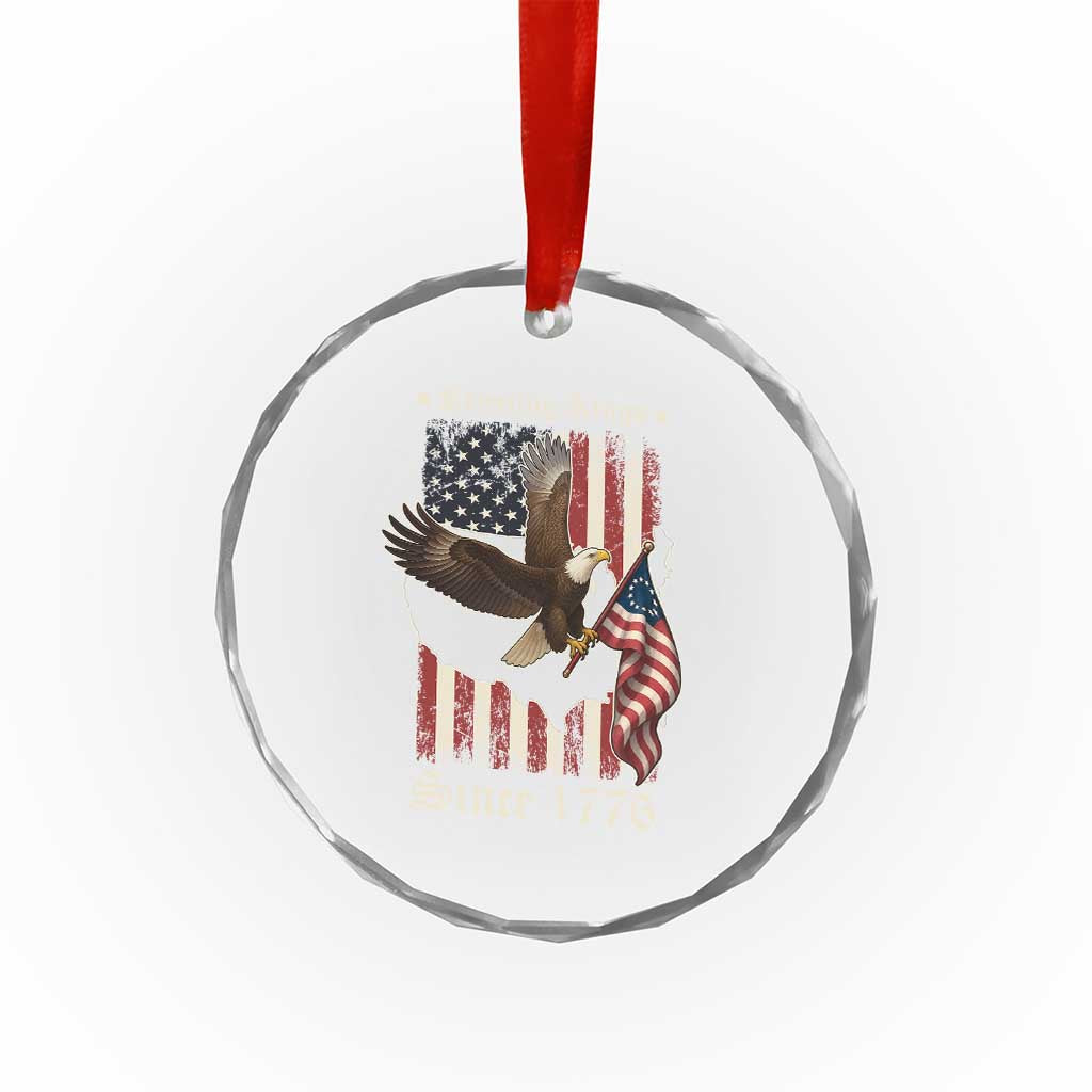 Funny Rejecting Kings Since 1776 Crystal Glass Ornament Vintage American Flag Bald Eagle - Print Your Wear