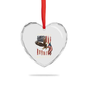 Funny Rejecting Kings Since 1776 Heart Crystal Glass Ornament Vintage American Flag Bald Eagle - Print Your Wear