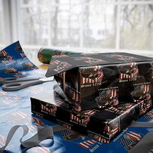 Funny Rejecting Kings Since 1776 Wrapping Paper Roll Vintage American Flag Bald Eagle - Print Your Wear