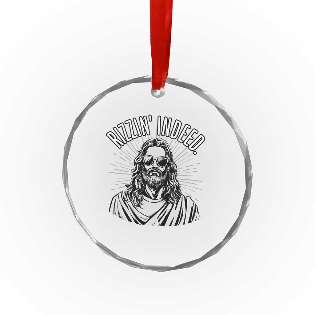 Funny Religious Christian Jesus Meme Crystal Glass Ornament Rizzin Indeed TS11 Print Your Wear