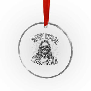 Funny Religious Christian Jesus Meme Crystal Glass Ornament Rizzin Indeed TS11 Print Your Wear