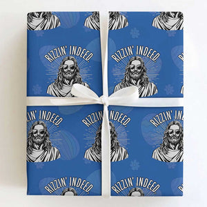Funny Religious Christian Jesus Meme Wrapping Paper Roll Rizzin Indeed TS11 Royal Blue Print Your Wear