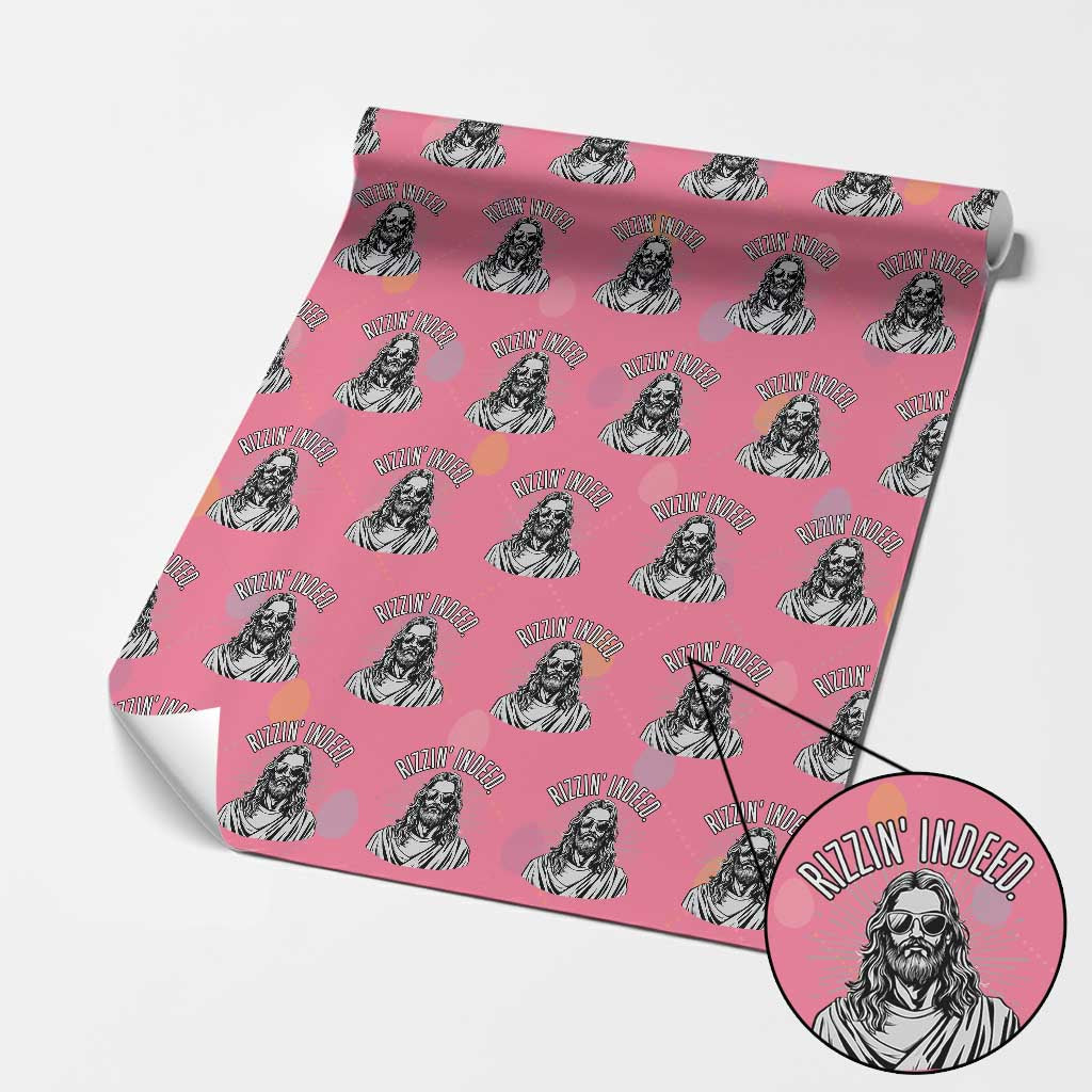 Funny Religious Christian Jesus Meme Wrapping Paper Roll Rizzin Indeed TS11 Pink Print Your Wear