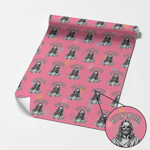 Funny Religious Christian Jesus Meme Wrapping Paper Roll Rizzin Indeed TS11 Pink Print Your Wear