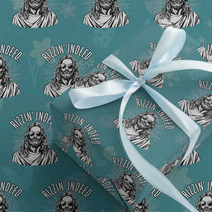 Funny Religious Christian Jesus Meme Wrapping Paper Roll Rizzin Indeed TS11 Teal Print Your Wear