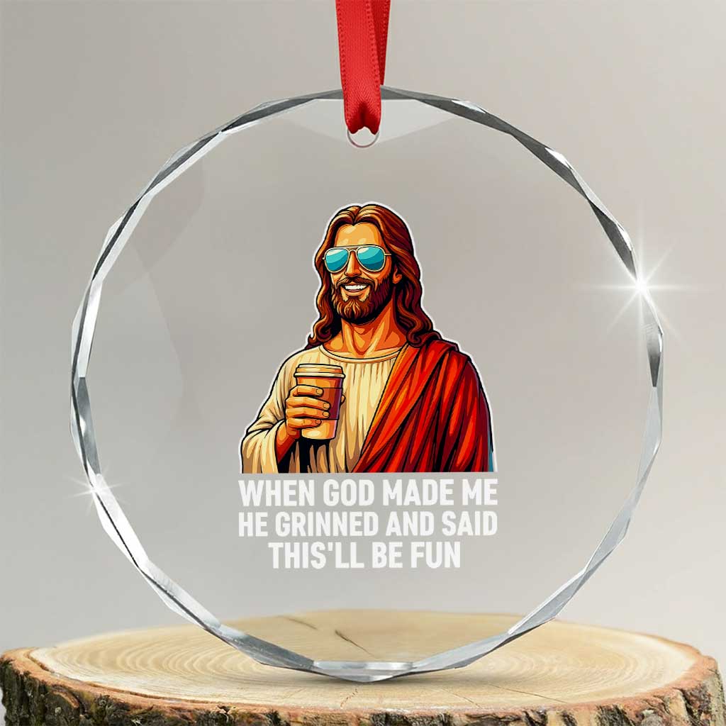 Funny Religious Jesus Crystal Glass Ornament Wait Im Goated TS12 Transparent Glass 3'' Circle Print Your Wear