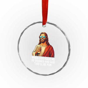 Funny Religious Jesus Crystal Glass Ornament Wait Im Goated