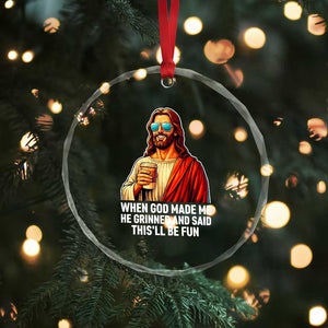 Funny Religious Jesus Crystal Glass Ornament Wait Im Goated