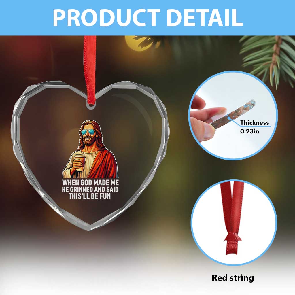 Funny Religious Jesus Heart Crystal Glass Ornament Wait Im Goated TS12 Print Your Wear