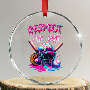 Funny Respect The Drip Baseball Mask Crystal Glass Ornament Sports Lover TS12 Transparent Glass 3'' Circle Print Your Wear