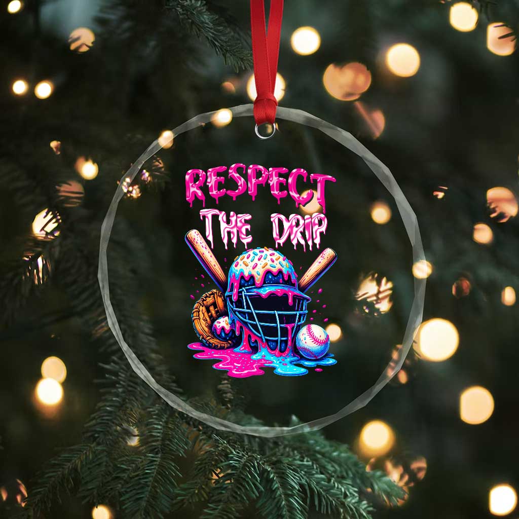 Funny Respect The Drip Baseball Mask Crystal Glass Ornament Sports Lover TS12 Print Your Wear