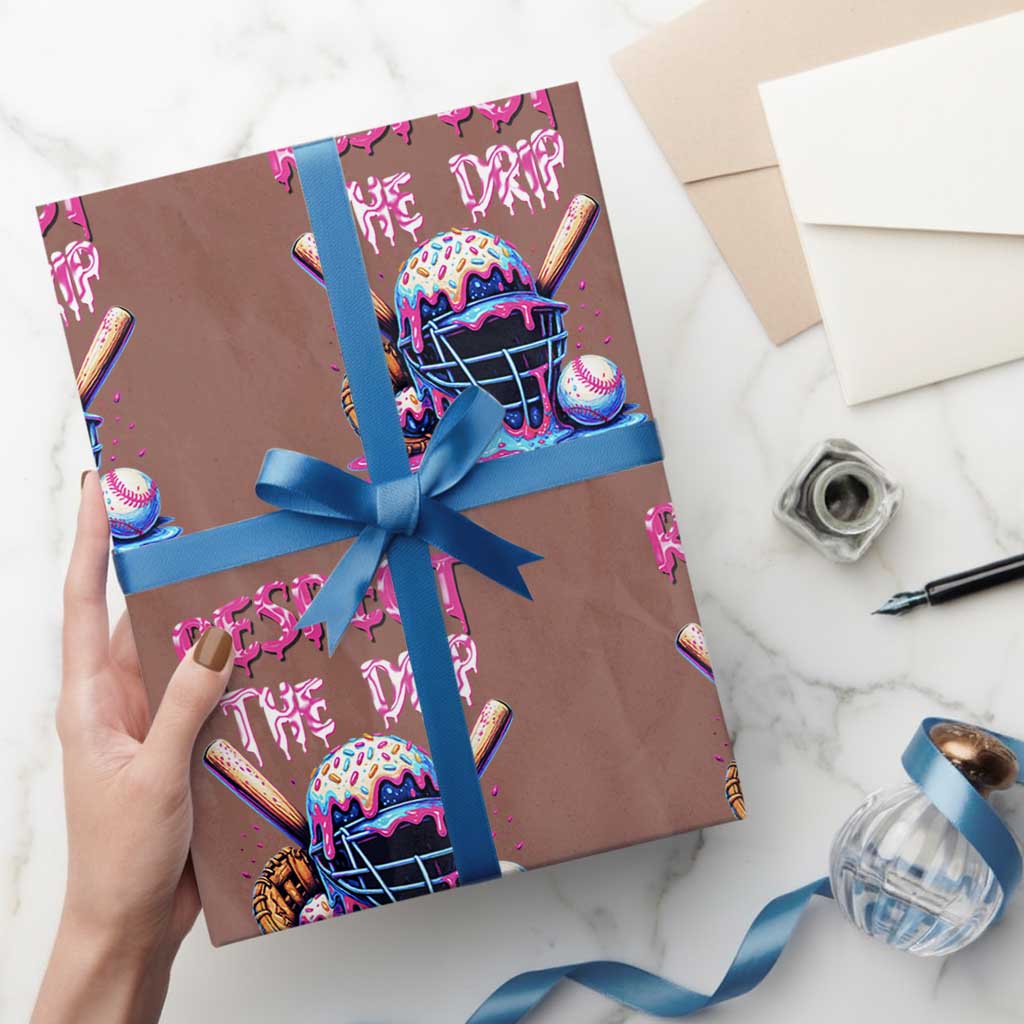 Funny Respect The Drip Baseball Mask Wrapping Paper Roll Sports Lover TS12 Mocha Print Your Wear