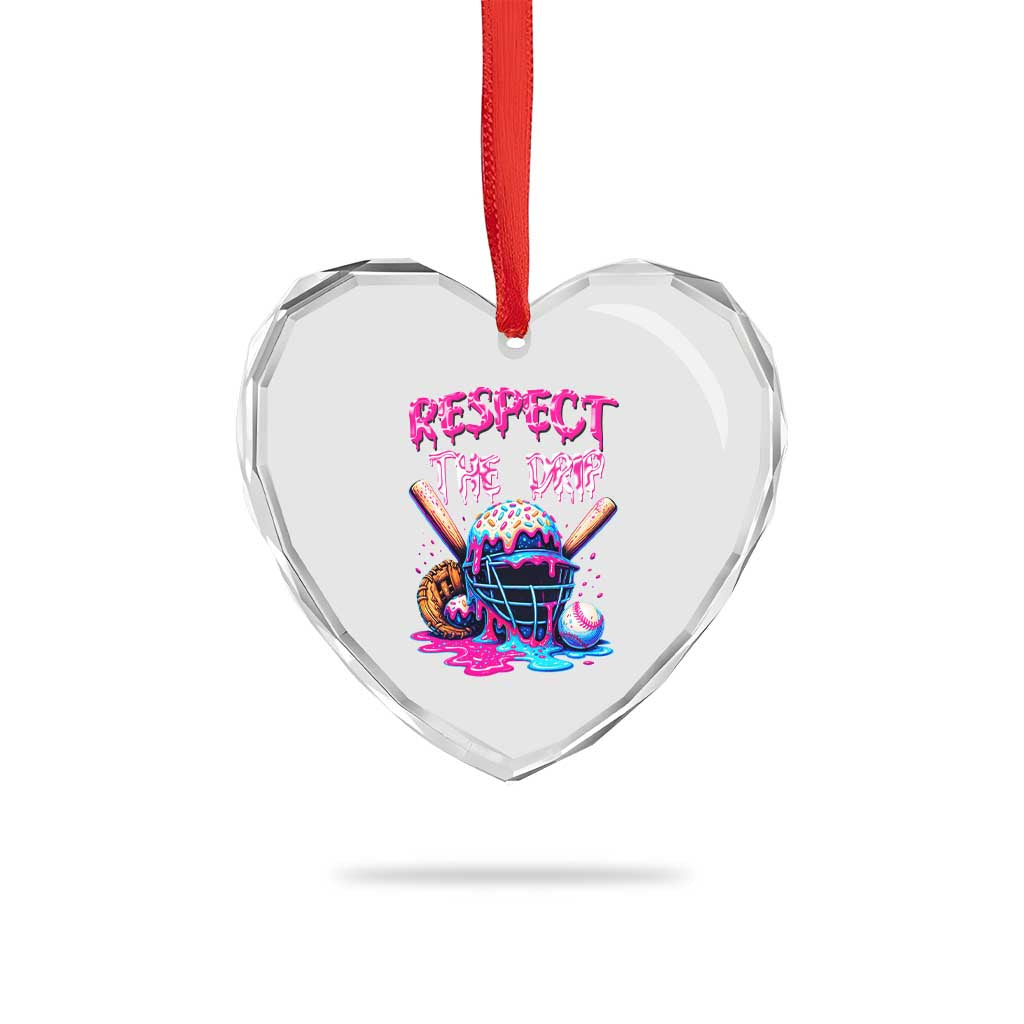 Funny Respect The Drip Baseball Mask Heart Crystal Glass Ornament Sports Lover TS12 Print Your Wear