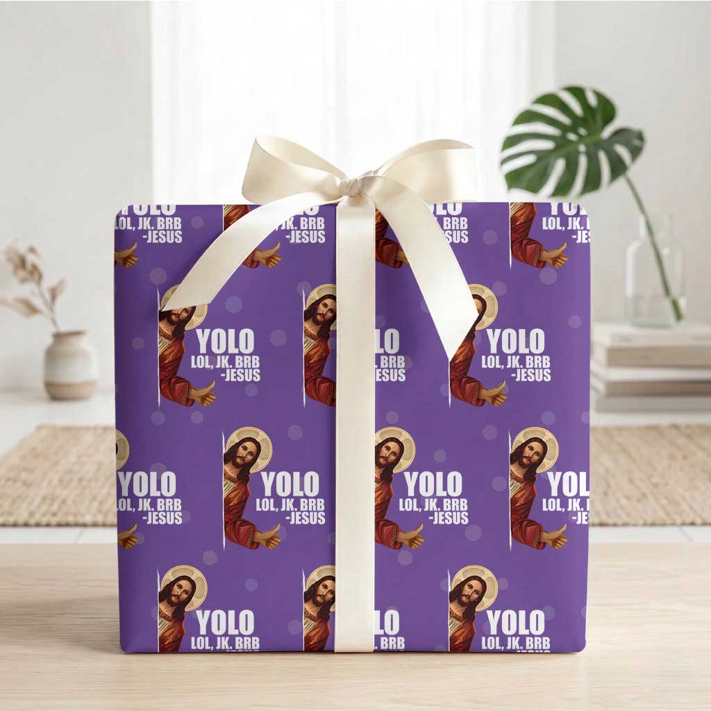 Funny Resurrection Christians Easter Day Wrapping Paper Roll YOLO LOL JK BRB Jesus TS11 Purple Print Your Wear