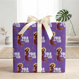 Funny Resurrection Christians Easter Day Wrapping Paper Roll YOLO LOL JK BRB Jesus TS11 Purple Print Your Wear