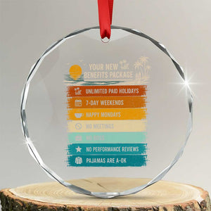 Funny Retirement Gift Crystal Glass Ornament New Benefits Package Retro Retired 2026 TS10 Transparent Glass 3'' Circle Print Your Wear