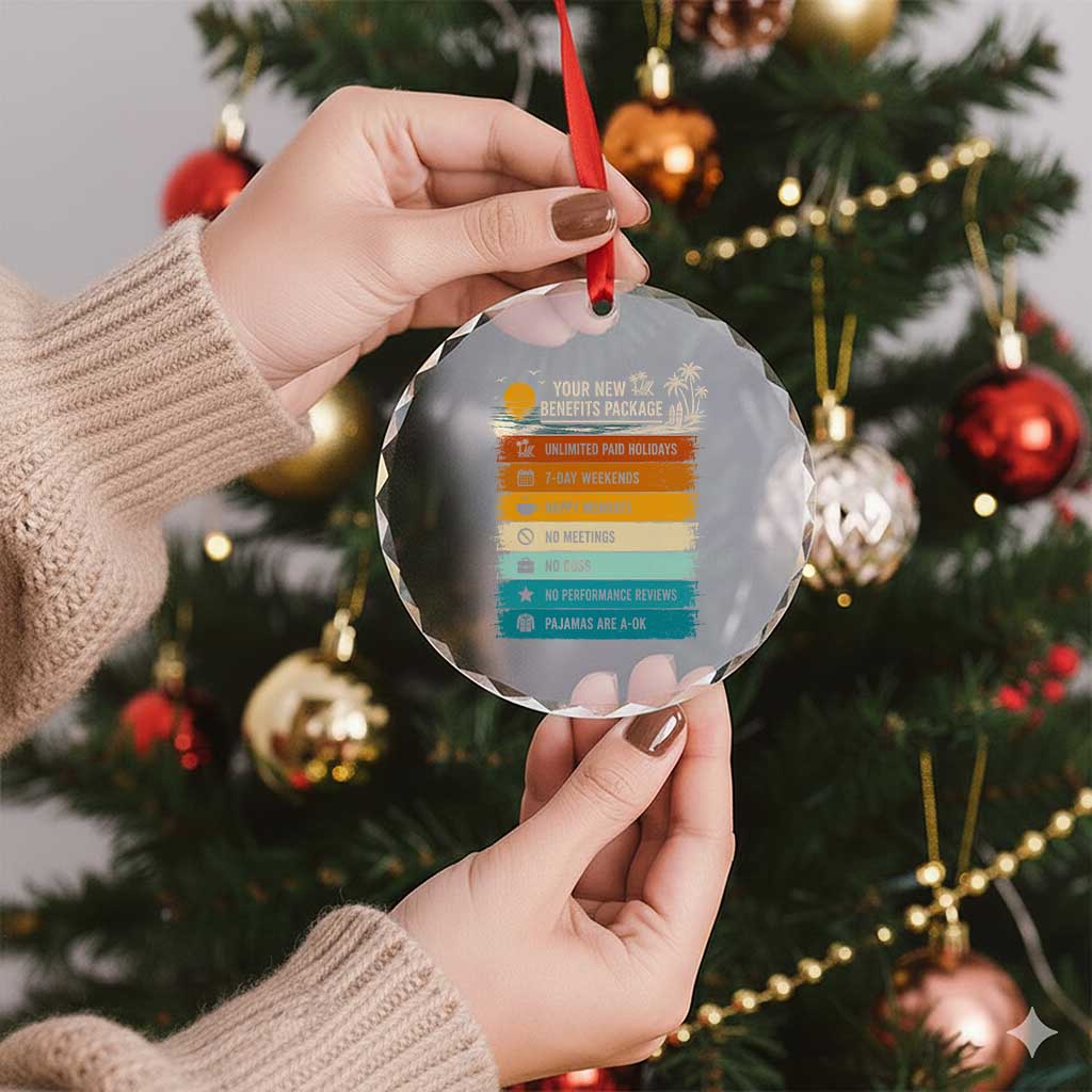 Funny Retirement Gift Crystal Glass Ornament New Benefits Package Retro Retired 2026 TS10 Print Your Wear