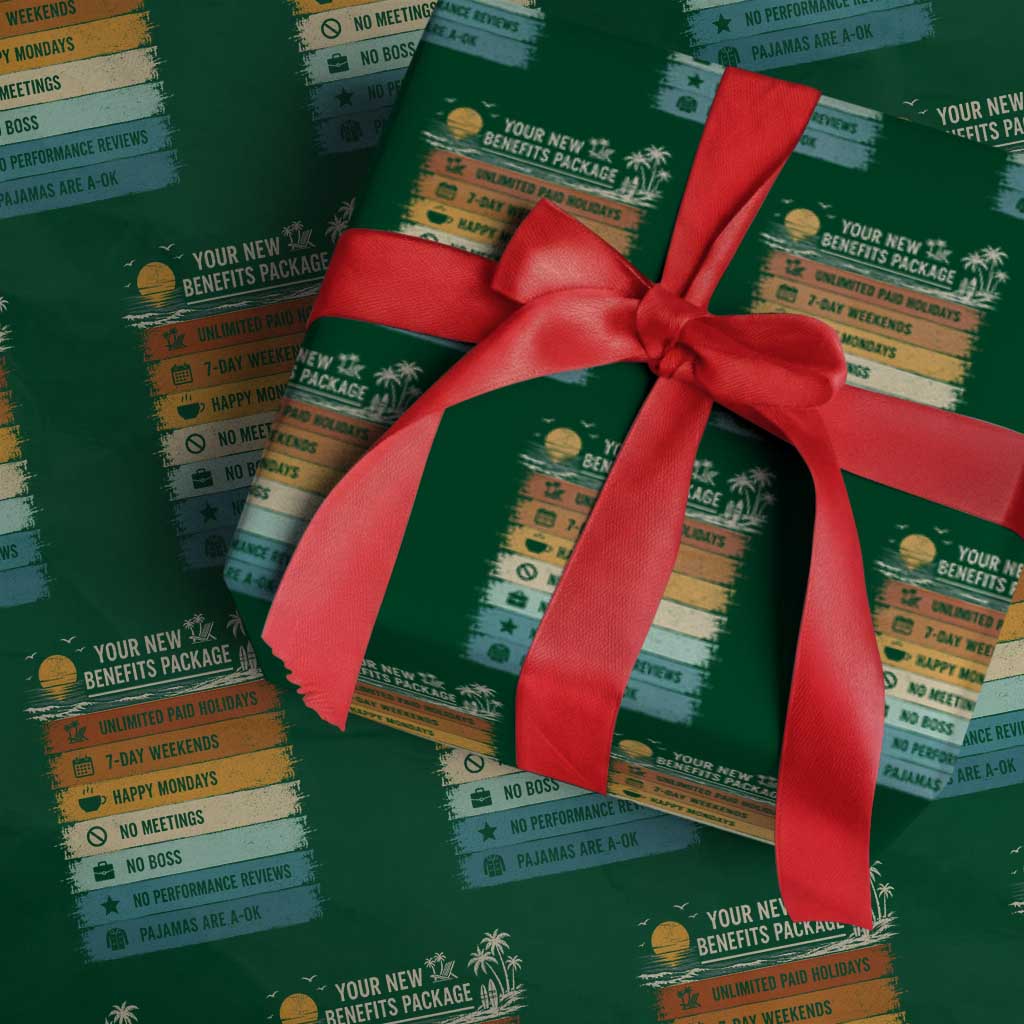 Funny Retirement Gift Wrapping Paper Roll New Benefits Package Retro Retired 2026 TS10 Green Print Your Wear