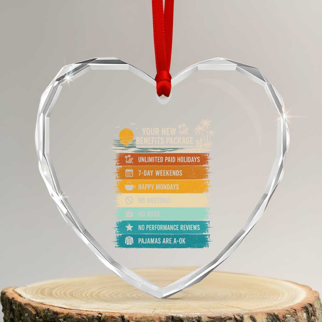 Funny Retirement Gift Heart Crystal Glass Ornament New Benefits Package Retro Retired 2026 TS10 Transparent Glass 3'' Heart Print Your Wear