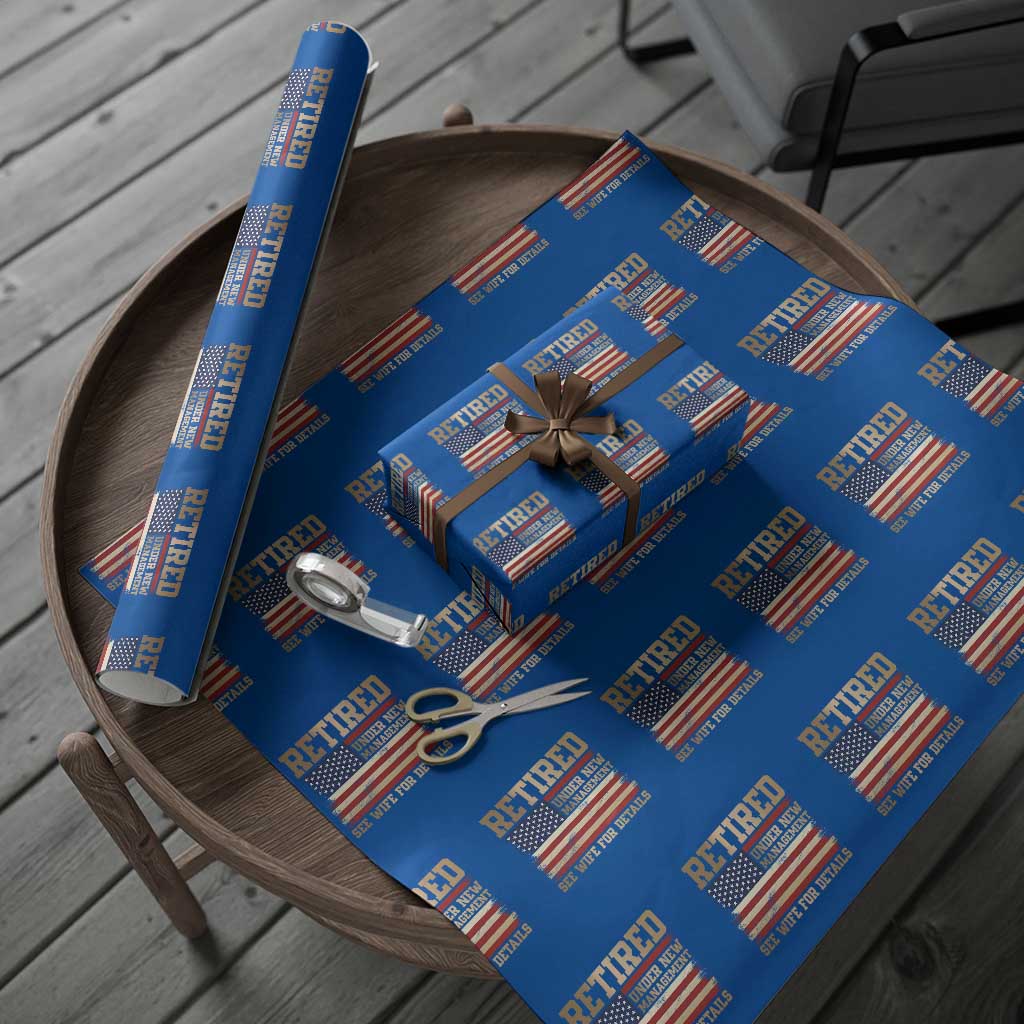 Funny Retirement Wrapping Paper Roll See Wife For Details Husband Dad Grandpa Humor US Flag TS10 Blue Print Your Wear