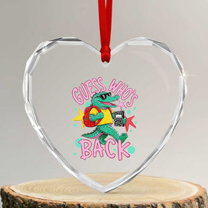 Funny Retro Alligator First Day of School Heart Crystal Glass Ornament Guess Who is Back Cute Kids Gift