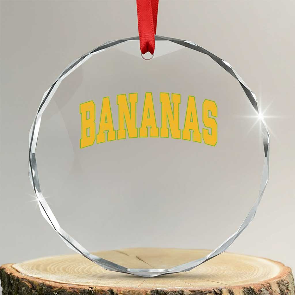 Funny Retro Bananas Crystal Glass Ornament Vintage Banana Gifts Yellow Varsity TS10 Transparent Glass 3'' Circle Print Your Wear