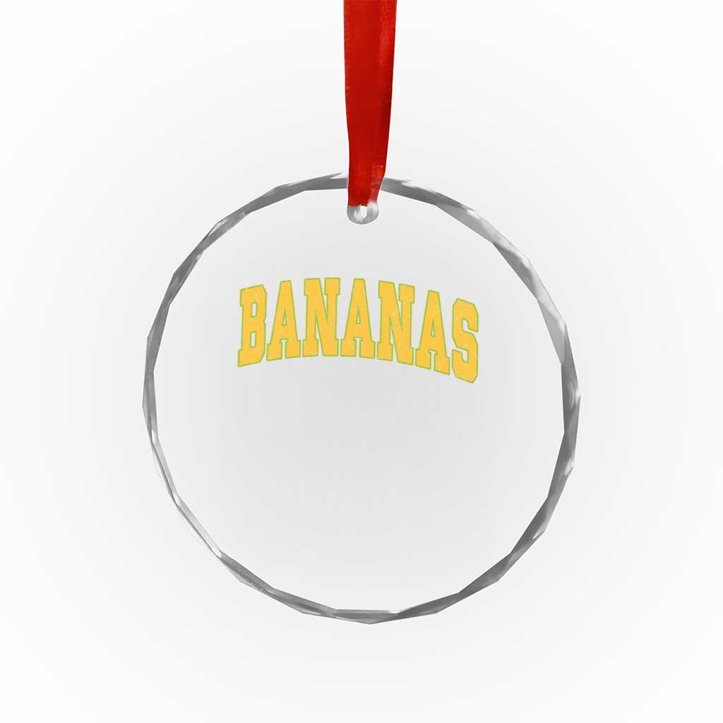 Funny Retro Bananas Crystal Glass Ornament Vintage Banana Gifts Yellow Varsity TS10 Transparent Glass 3'' Circle Print Your Wear