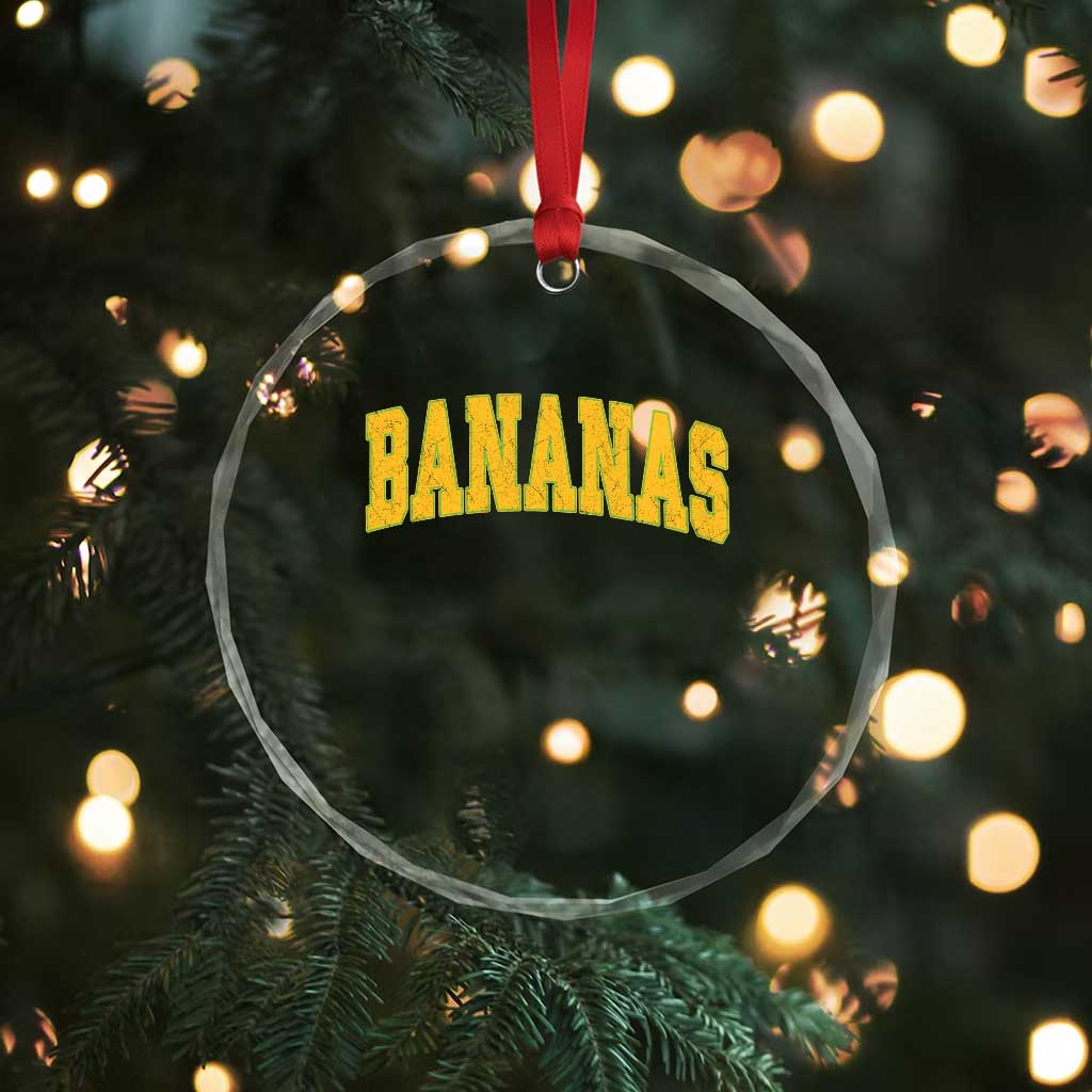 Funny Retro Bananas Crystal Glass Ornament Vintage Banana Gifts Yellow Varsity TS10 Print Your Wear
