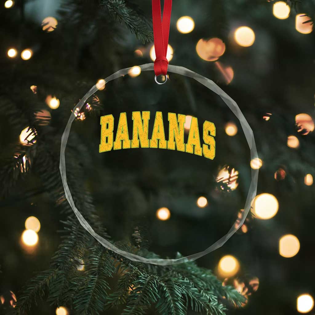 Funny Retro Bananas Crystal Glass Ornament Vintage Banana Gifts Yellow Varsity TS10 Print Your Wear
