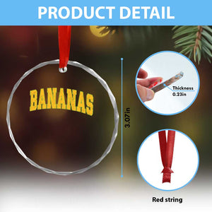 Funny Retro Bananas Crystal Glass Ornament Vintage Banana Gifts Yellow Varsity TS10 Print Your Wear