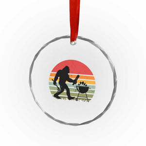 Funny Retro Bigfoot Grilling BBQ Chef Crystal Glass Ornament - Print Your Wear