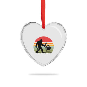 Funny Retro Bigfoot Grilling BBQ Chef Heart Crystal Glass Ornament TS11 Print Your Wear