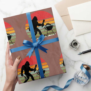 Funny Retro Bigfoot Grilling BBQ Chef Wrapping Paper Roll TS11 Mocha Print Your Wear