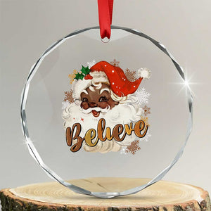 Funny Retro Black Santa Xmas Crystal Glass Ornament Believe African American Xmas TS11 Transparent Glass 3'' Circle Print Your Wear