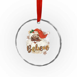 Funny Retro Black Santa Xmas Crystal Glass Ornament Believe African American Xmas TS11 Print Your Wear