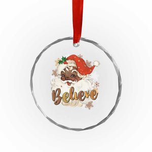 Funny Retro Black Santa Xmas Crystal Glass Ornament Believe African American Xmas TS11 Print Your Wear