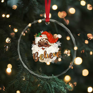 Funny Retro Black Santa Xmas Crystal Glass Ornament Believe African American Xmas TS11 Print Your Wear