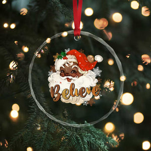 Funny Retro Black Santa Xmas Crystal Glass Ornament Believe African American Xmas TS11 Print Your Wear