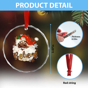 Funny Retro Black Santa Xmas Crystal Glass Ornament Believe African American Xmas TS11 Print Your Wear