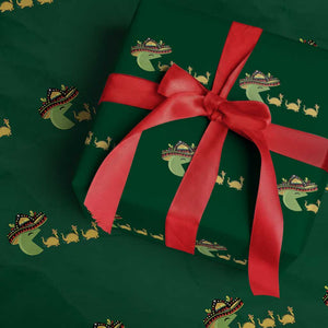 Funny Retro Game Tacosaurus Wrapping Paper Roll Cinco De Mayo Taco Lover Gift TS12 Green Print Your Wear