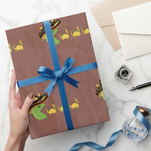 Funny Retro Game Tacosaurus Wrapping Paper Roll Cinco De Mayo Taco Lover Gift TS12 Mocha Print Your Wear