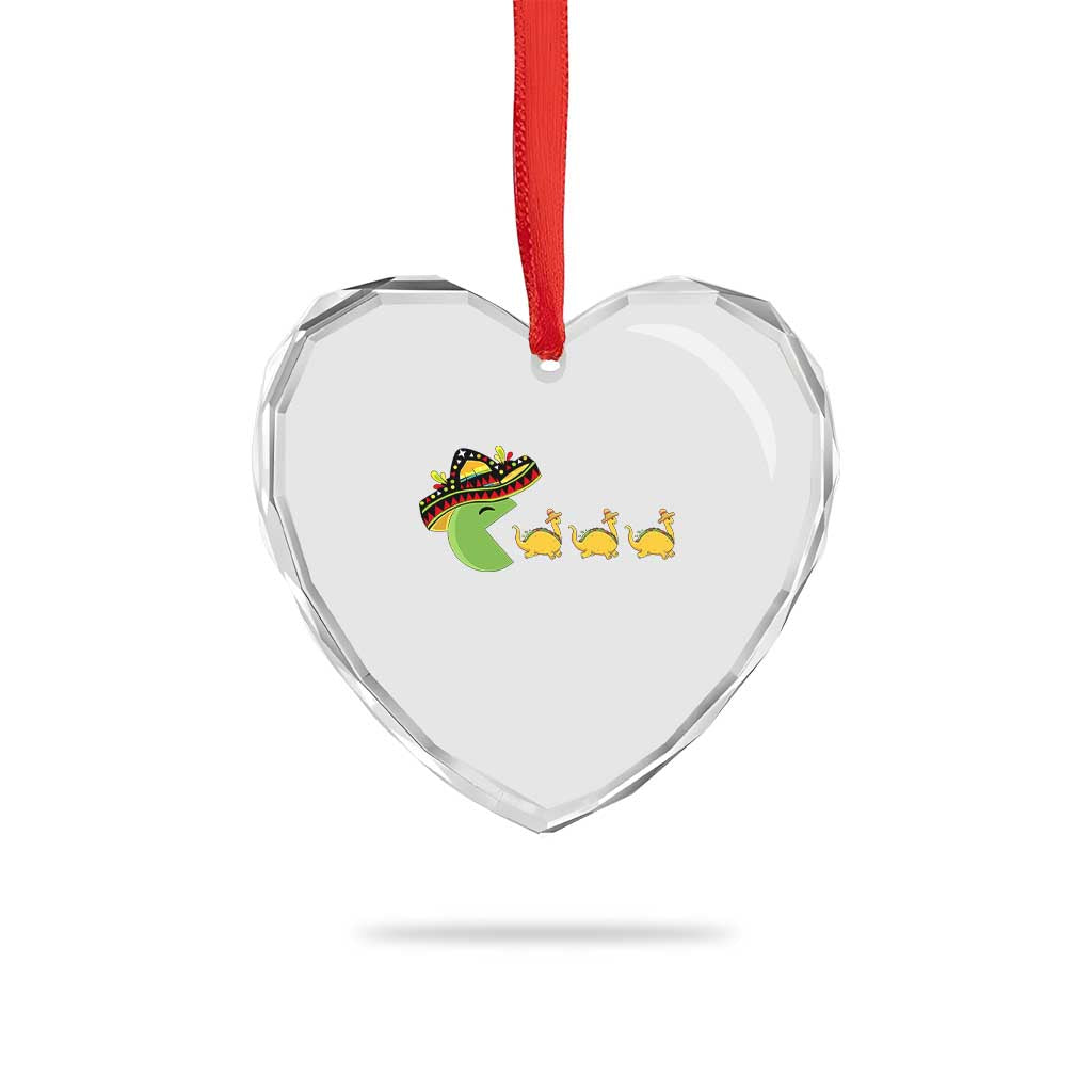Funny Retro Game Tacosaurus Heart Crystal Glass Ornament Cinco De Mayo Taco Lover Gift TS12 Print Your Wear
