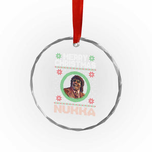 Funny Retro Merry Christmas Nukka Parody Crystal Glass Ornament Holiday Cheer 90s Xmas Throwback Parody TS02 Print Your Wear