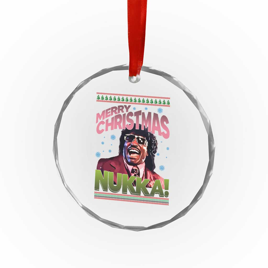 Funny Retro Merry Christmas Nukka Parody Crystal Glass Ornament Xmas Throwback Parody Urban Comedy TS02 Print Your Wear